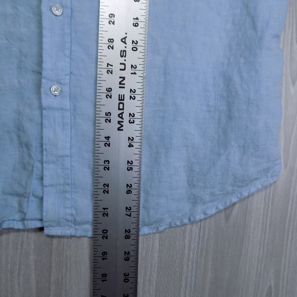 Porter & Ash Linen Shirt Mens M Light Blue Short Sleeve Button Down EUC - Picture 4 of 7